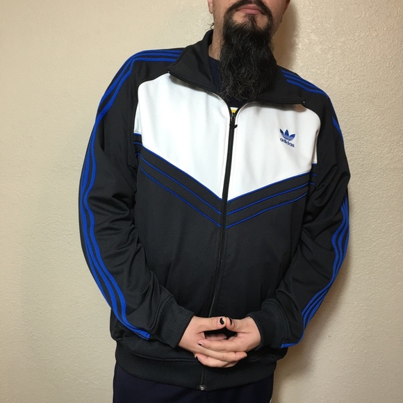 adidas Other - Adidas Jacket 2X Black Blue White Logo Zipper